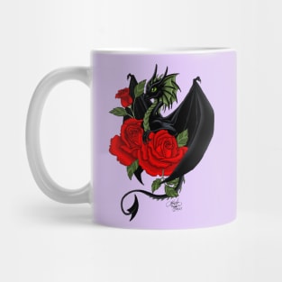 Black Dragon and Roses Mug